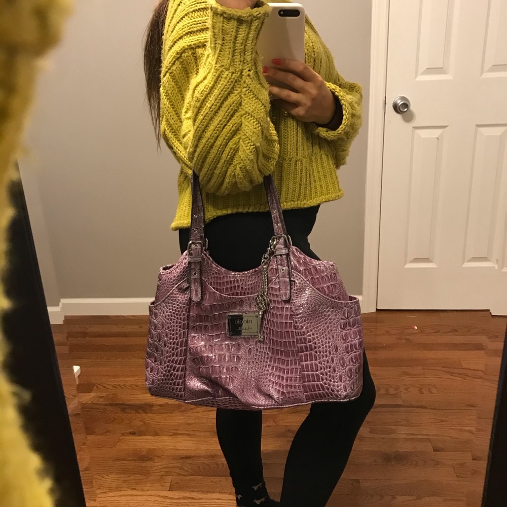 Purple alligator / crocodile bag